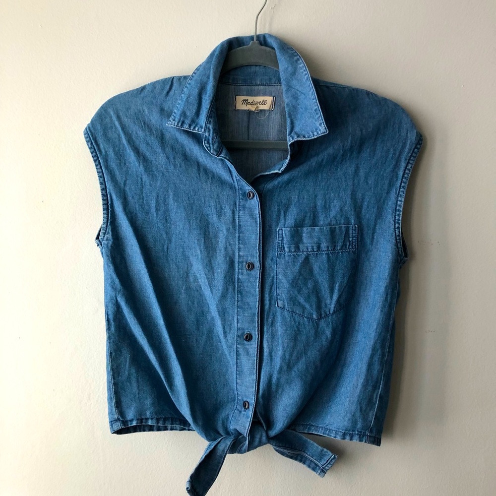 Madewell Chambray Top with Tie Size S